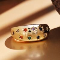 Casual Streetwear Geometric Star Copper Inlay Zircon Open Rings main image 1