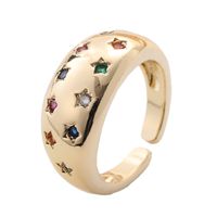 Casual Streetwear Geometric Star Copper Inlay Zircon Open Rings main image 2