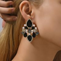 Retro Lady Simple Style Water Droplets Rhinestone Inlay Artificial Gemstones Women's Drop Earrings main image 7
