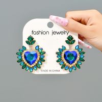 Glam Heart Shape Glass Women's Drop Earrings sku image 1