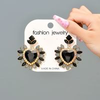 Glam Heart Shape Glass Women's Drop Earrings sku image 3
