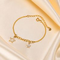 Copper Gold Plated Simple Style Star Butterfly Heart Shape Zircon Bracelets sku image 4