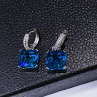 1 Pair Sweet Simple Style Shiny Square Heart Shape Rectangle Inlay Copper Zircon K Gold Plated Rhodium Plated Drop Earrings sku image 28