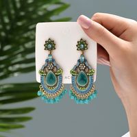 Retro Ethnic Style Simple Style Geometric Alloy Tassel Inlay Artificial Gemstones Resin Women's Drop Earrings main image 6