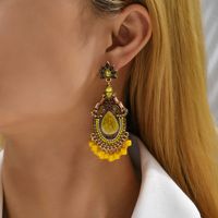 Retro Ethnic Style Simple Style Geometric Alloy Tassel Inlay Artificial Gemstones Resin Women's Drop Earrings main image 5