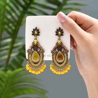 Retro Ethnic Style Simple Style Geometric Alloy Tassel Inlay Artificial Gemstones Resin Women's Drop Earrings sku image 1