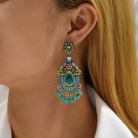 Retro Ethnic Style Simple Style Geometric Alloy Tassel Inlay Artificial Gemstones Resin Women's Drop Earrings main image 4