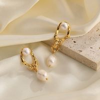 1 Pair Vintage Style Simple Style Roman Style Geometric Freshwater Pearl Copper Drop Earrings main image 2