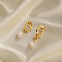 1 Pair Vintage Style Simple Style Roman Style Geometric Freshwater Pearl Copper Drop Earrings main image 3