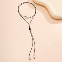 Simple Style Classic Style Commute Geometric Imitation Pearl Leather Wax Line Wholesale Necklace main image 4