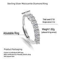Simple Style Solid Color Sterling Silver Inlay Moissanite White Gold Plated Open Rings main image 8