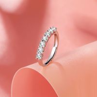 Simple Style Solid Color Sterling Silver Inlay Moissanite White Gold Plated Open Rings main image 2