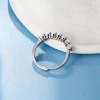 Simple Style Solid Color Sterling Silver Inlay Moissanite White Gold Plated Open Rings main image 7