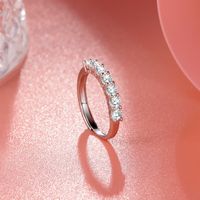 Simple Style Solid Color Sterling Silver Inlay Moissanite White Gold Plated Open Rings main image 5
