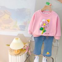 Cute Cartoon Flower Cotton Girls Clothing Sets main image 1