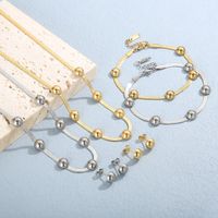 Titanium Steel 18K Gold Plated Elegant Lady Polishing Plating Inlay Heart Shape Solid Color Artificial Pearls Zircon Bracelets Earrings Necklace main image 3