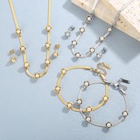 Titanium Steel 18K Gold Plated Elegant Lady Polishing Plating Inlay Heart Shape Solid Color Artificial Pearls Zircon Bracelets Earrings Necklace main image 1