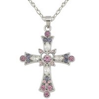 Elegant Vintage Style Lady Cross Alloy Plating Inlay Rhinestones Silver Plated Women's Pendant Necklace main image 4