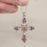 Elegant Vintage Style Lady Cross Alloy Plating Inlay Rhinestones Silver Plated Women's Pendant Necklace main image 1