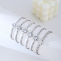 Le Cuivre Plaqué Rhodium Style Simple Brillant Incruster Rond Les Gouttelettes D'Eau Forme De Cœur Zircon Bracelet Tennis main image 11