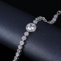 Copper Rhodium Plated Simple Style Shiny Inlay Round Water Droplets Heart Shape Zircon Tennis Bracelet main image 3