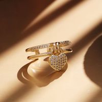 Elegant Dame Herzform Kupfer Strasssteine Charm Ring In Masse main image 1