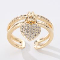 Elegant Dame Herzform Kupfer Strasssteine Charm Ring In Masse main image 4