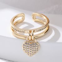 Elegant Lady Heart Shape Copper Rhinestones Charm Rings In Bulk main image 3