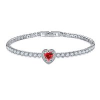 Copper Rhodium Plated Simple Style Shiny Inlay Round Water Droplets Heart Shape Zircon Tennis Bracelet main image 10