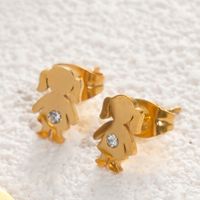 304 Stainless Steel Gold Plated Cute Simple Style Plating Inlay Human Heart Shape Zircon Earrings Necklace sku image 2