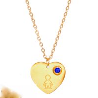 304 Stainless Steel Gold Plated Cute Simple Style Plating Inlay Human Heart Shape Zircon Earrings Necklace sku image 3