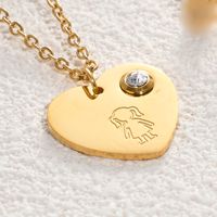 304 Stainless Steel Gold Plated Cute Simple Style Plating Inlay Human Heart Shape Zircon Earrings Necklace sku image 4