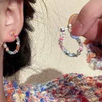 1 Pair Sweet Heart Shape Flower Inlay Metal Artificial Pearls Artificial Diamond Earrings main image 4