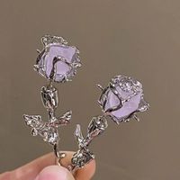 1 Paar Süss Herzform Blume Inlay Metall Künstliche Perlen Künstlicher Diamant Ohrringe sku image 12