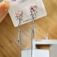 1 Pair Sweet Heart Shape Flower Inlay Metal Artificial Pearls Artificial Diamond Earrings sku image 10