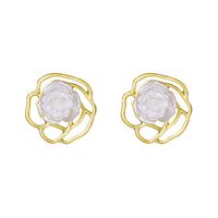 1 Pair Sweet Streetwear Flower Plating Inlay Alloy Artificial Gemstones Artificial Pearls Drop Earrings Ear Studs sku image 3