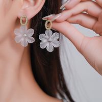1 Pair Sweet Streetwear Flower Plating Inlay Alloy Artificial Gemstones Artificial Pearls Drop Earrings Ear Studs main image 2