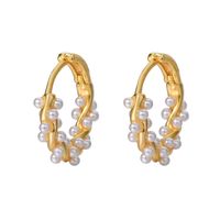 1 Pair Sweet Streetwear Flower Plating Inlay Alloy Artificial Gemstones Artificial Pearls Drop Earrings Ear Studs sku image 14