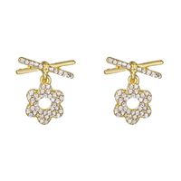 1 Pair Sweet Streetwear Flower Plating Inlay Alloy Artificial Gemstones Artificial Pearls Drop Earrings Ear Studs sku image 11
