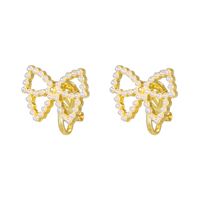 1 Pair Sweet Streetwear Flower Plating Inlay Alloy Artificial Gemstones Artificial Pearls Drop Earrings Ear Studs sku image 9