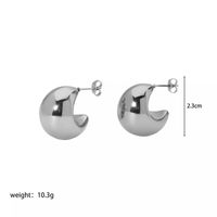 1 Pair Simple Style C Shape Polishing Plating Chunky 304 Stainless Steel Ear Studs sku image 1