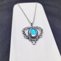 Elegant Lady Heart Shape Alloy Inlay Artificial Gemstones Silver Plated Women's Pendant Necklace main image 5