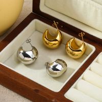 1 Pair Simple Style C Shape Polishing Plating Chunky 304 Stainless Steel Ear Studs main image 1