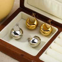 1 Pair Simple Style C Shape Polishing Plating Chunky 304 Stainless Steel Ear Studs main image 4