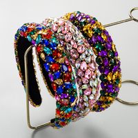 Elegant Luxurious Queen Colorful Cloth Inlay Rhinestones Hair Band main image 7