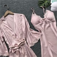 Women's Luxurious Sexy Solid Color Polyester Satin Lace Skirt Sets main image 1