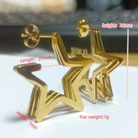 1 Pair Casual Simple Style Pentagram Plating Titanium Steel 18k Gold Plated Ear Studs main image 4