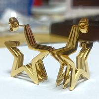 1 Pair Casual Simple Style Pentagram Plating Titanium Steel 18k Gold Plated Ear Studs main image 1