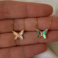 Shell Copper Streetwear Plating Inlay Butterfly Shell Pendant Necklace main image 1