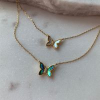 Shell Copper Streetwear Plating Inlay Butterfly Shell Pendant Necklace main image 3